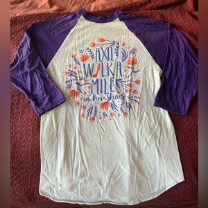 Alpha Chi Omega “Walk a mile in her shoes” baseball style shirt